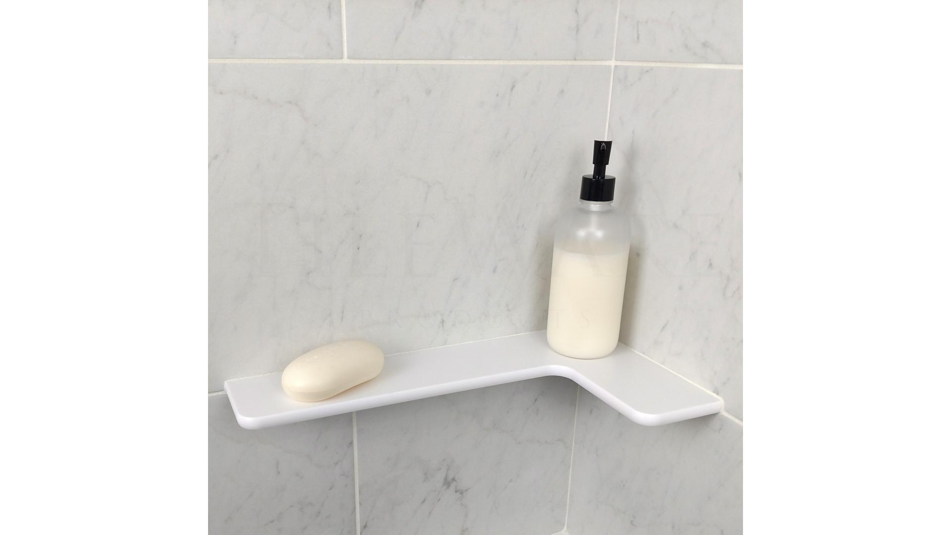TileWare Boundless™ Series Rectangular Corner Shelf With Tee Hook  (Traditional) - Tile Pro Depot